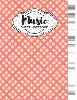 Paperback Music Sheet Notebook: Blank Staff Manuscript Paper with Retro Pattern Themed Cover Design Book