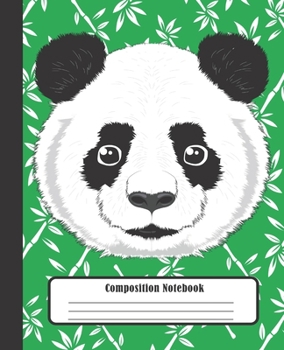 Paperback Composition Notebook: Super Cool Notebook and Journal with Panda Bear Face, Wide Lined Ruled Paper Pages for Girls and Boys, Perfect Workboo Book