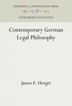 Hardcover Contemporary German Legal Philosophy Book