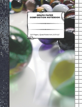 Graph Paper Composition Notebook: 110 Pages | Quad Ruled 4x4 | 8.5" x 11": Marbles Large Notebook with Grid Paper | Math Notebook For Students