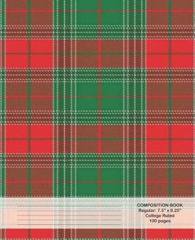 Paperback Composition Book: Red Green Plaid Book