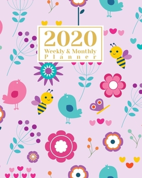 Paperback 2020 Weekly And Monthly Planner: A Legendary Planner January - December 2020 with Floral Bee Bird Pattern Cover Book