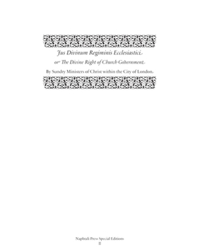 Hardcover Jus Divinum Regiminis Ecclesiastici: The Divine Right of Church Government Book