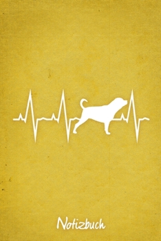 Notizbuch: Gelbes Punktraster Rottweiler Herzschlag Hunde Notizheft ca DIN A5 weiß punktiert 110 Seiten (German Edition)