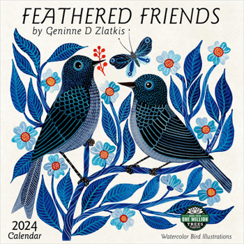 Calendar Feathered Friends 2024 Wall Calendar: Watercolor Bird Illustrations by Geninne Zlatkis Book