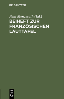 Hardcover Beiheft Zur Französischen Lauttafel [German] Book