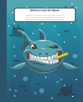 Paperback Composition Notebook: Wide Lined Ruled Paper Page Notebook and Journal for Boys and Girls with Funny Shark, Perfect Workbook for Writing Not Book