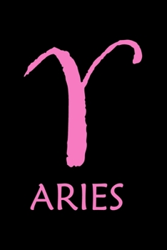 Notebook: Aries Zodiac Sign Pink Stars March April Birthday Gift Black Lined Journal Writing Diary - 120 Pages 6 x 9