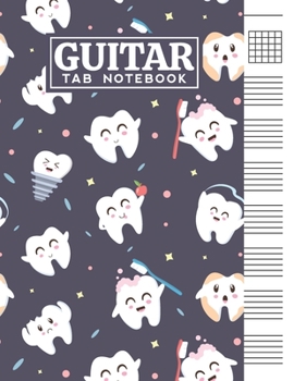 Paperback Guitar Tab Notebook: Blank 6 Strings Chord Diagrams & Tablature Music Sheets with Funny Teeth Themed Cover Design Book