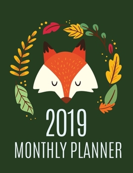 2019 Happy Fox Planner :2019-2020 Years Planner and 12 months calendar planner with journal page