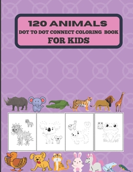 Paperback 120 animals dot to dot connect coloring book for kids. Book