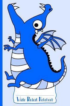 Paperback Blue Hungry Dragon Wide Ruled Notebook Book