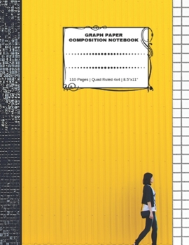 Graph Paper Composition Notebook: 110 Pages | Quad Ruled 4x4 | 8.5" x 11": Yellow Large Notebook with Grid Paper | Math Notebook For Students