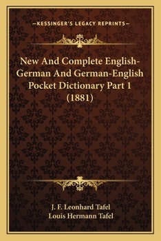 New And Complete English-German And German-English Pocket Dictionary Part 1