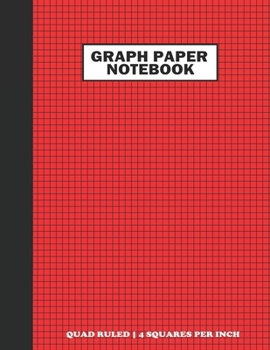 Paperback Graph Paper Notebook. Quad Ruled-4 Squares Per Inch: Grid Notebook/Grid Paper Journal 8.5x11 in. Red Book