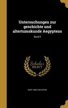 Hardcover Untersuchungen zur geschichte und altertumskunde Aegyptens; Band 9 [German] Book