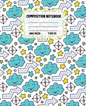 Paperback Composition Notebook Wide Ruled: Blue Cloud Colourful Workbook for Girls Boys for Writing - Pretty Journal for Kids - Unique Gift Idea with Cute Patte Book