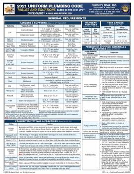 Pamphlet 2021 Uniform Plumbing Code Tables & Equations Quick-Card Book