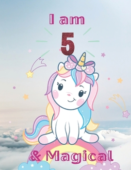 Unicorn SketchBook: I Am 5 & Magical With Unicorn Inside More Space for Sketching and Drawing and Writing Journal for Kids and Girls Marble Size 8.5in x 11in with 110 Pages