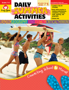 Paperback Daily Summer Activities, Moving from 7th to 8th Grade Book