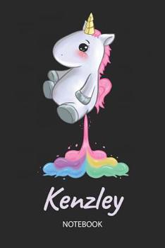 Paperback Kenzley - Notebook: Blank Ruled Personalized & Customized Name Rainbow Farting Unicorn School Notebook Journal for Girls & Women. Funny Un Book