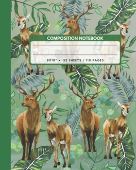 Paperback Composition Notebook: Deer And Doe - Animals Exercise Book Journal, Back To School Gifts For Teens Girls Boys Kids Friends Students 8x10" 11 Book