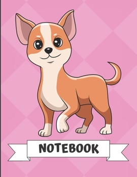 Notebook: Adorable Chihuahua Puppy Dog Cartoon on a Pink Diamond Background. Book is Filled with Lined Journal Paper for Notes and Creating Writing.