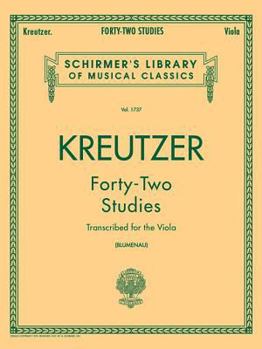 Paperback Rodolphe Kreutzer 42 Studies: Transcribed for Viola Schirmer S Library of Musical Classics Vol. 1737 Viola Sheet Music Classical Viola Method Book for Book