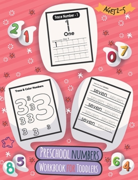 Paperback Preschool numbers Workbook for Toddlers: Beginner numbers, Handwriting, trace number, trace line number. Learning Book with Number Tracing, Counting a [Large Print] Book