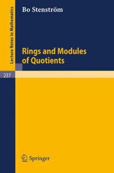 Paperback Rings and Modules of Quotients Book