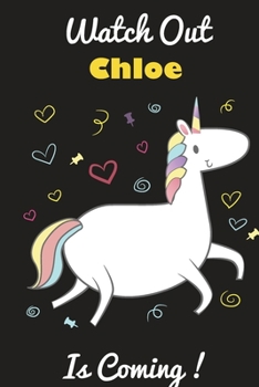 Chloe: Cute Unicorn - Personalized Blank Lined Journal Notebook Gift For Girls