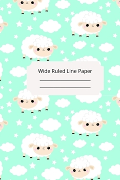 Cute Baby Sheep Theme Wide Ruled Line Paper