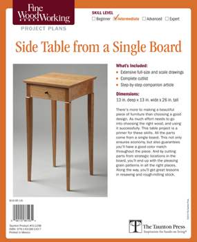 Misc. Supplies Fine Woodworking's Side Table from a Single Board Plan Book