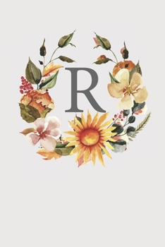 R: Pink Monogram Sketchbook | 110 Sketchbook Pages (6 x 9) | Sunflower Watercolor Monogram Sketch Notebook | Personalized Initial Letter Journal | Monogramed Sketchbook