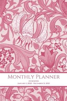 Paperback Monthly Planner: Vintage floral; 24 months; January 1, 2020 - December 31, 2021; 6" x 9" Book