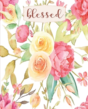 Paperback Blessed: Floral Writing Notebook Journal, College Ruled Notebook, Pink Floral Notebook for Journaling, School and Work Notebook Book
