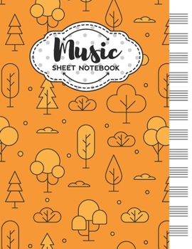 Music Sheet Notebook: Blank Staff Manuscript Paper with Linear Trees Themed Cover Design