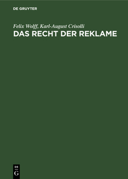 Hardcover Das Recht Der Reklame [German] Book