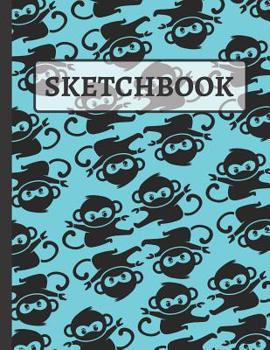 Paperback Sketchbook: Black and Blue Monkey Ninja Drawing Book For Kids Practice Sketching, Drawing and Doodling Book