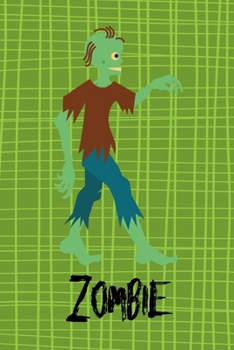 Zombie: Creepy Monster Blank Lined Gift Journal Diary or Notebook, Hand Drawn Illustration, Handwriting, Green Plaid