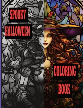 Paperback Spooky Halloween Coloring Book: Gothic spooky pages to color. Inspired from Stained glass patterns. Book