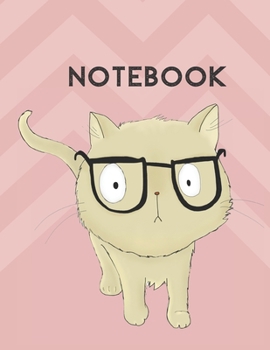 Low Vision Paper Notebook: Cat With Glasses Design: White Paper With Bold Thick Wide Lines: For Low Vision and Visually Impaired - 110 Pages - 8.5 x 11 inch