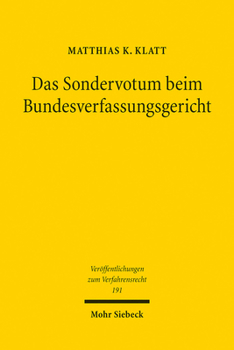 Paperback Das Sondervotum Beim Bundesverfassungsgericht [German] Book