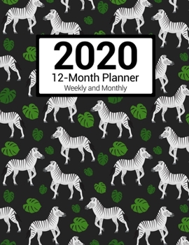 2020 12-Month Planner Weekly and Monthly: Zebra Pattern With Daily Goals and Meal Planner