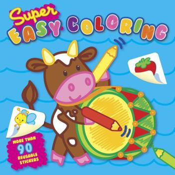 Paperback Super Easy Coloring -- Blue: Plus 90 Stickers! Book