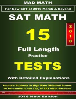 Paperback 2018 New SAT Math 15 Tests Book