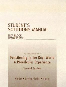 Paperback Student Solutions Manual for Functioning in the Real World: A Precalculus Experience Book