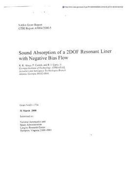 Paperback Sound Absorption of a 2dof Resonant Liner with Negative Bias Flow Book