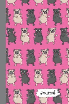 Paperback Journal: Pug Dog Dance Party Diary with Blank Lined Notebook Paper Book