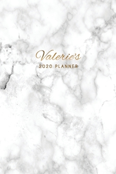 Paperback Valerie's 2020 Planner: Weekly + Monthly View - Marble + Gold Personalized - 6x9 in - 2020 Calendar Organizer with Bonus Dotted Grid Pages + I Book